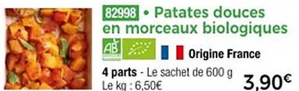 Patates douces en morceaux biologiques