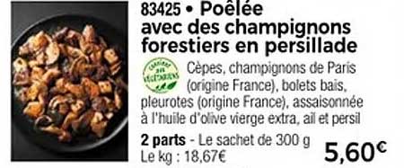 Poêlée avec des champignons forestiers en persillade