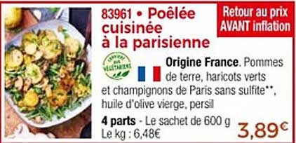Poêlée cuisinée à la parisienne