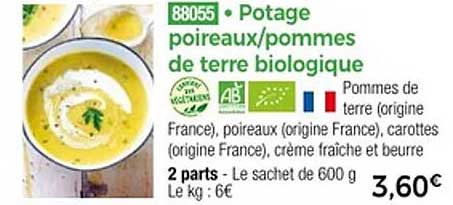 Potage poireaux/pommes de terre biologique