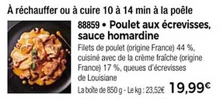 Poulet aux écrevisses, sauce homardine