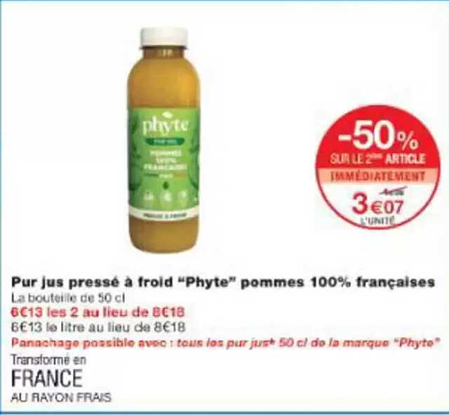 Pur jus pressé à froid "Phyte" pommes 100% françaises