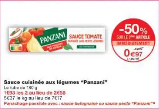Sauce cuisinée aux légumes "Panzani"