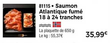 Saumon Atlantique fumé 18 à 24 tranches