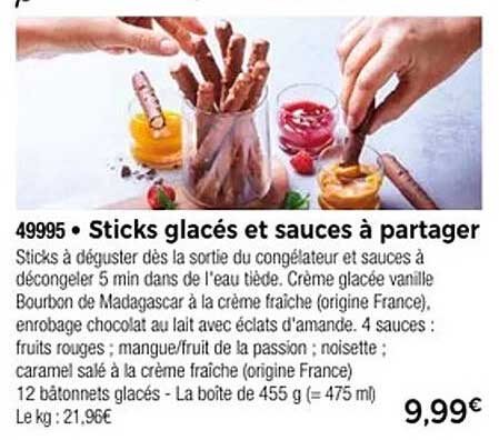 Sticks glacés et sauces à partager