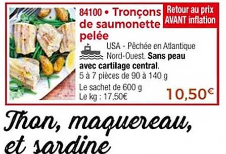 Tronçons de saumonette pelée