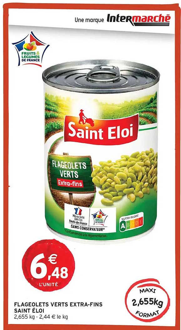 Promo Flageolets Verts Extra-Fins Saint Eloi chez Intermarché ...