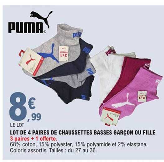 LOT DE 4 PAIRES DE CHAUSSETTES BASSES GARÇON OU FILLE
