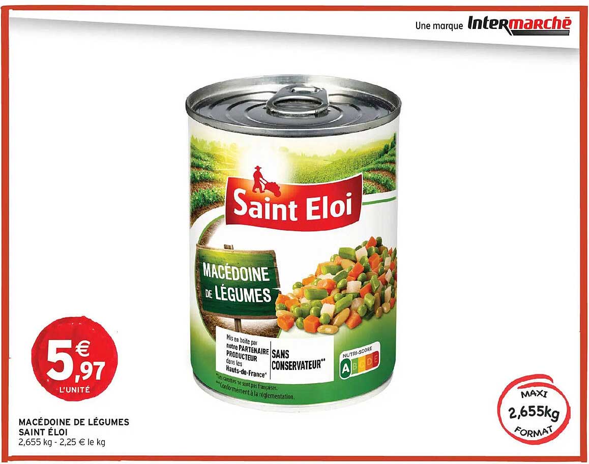 Promo Macédoine De Légumes Saint Éloi chez Intermarché - 123Catalogue.fr