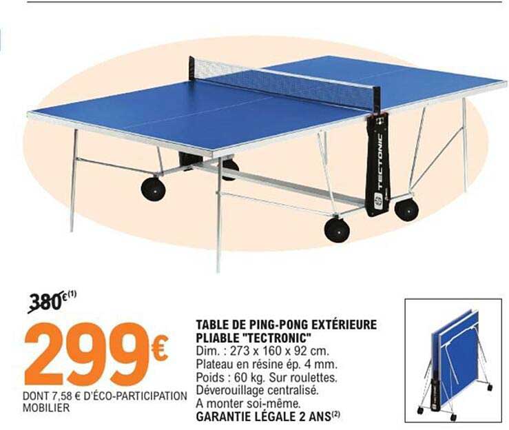 TABLE DE PING-PONG EXTÉRIEURE PLIABLE "TECTRONIC"