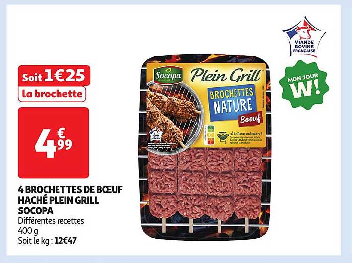 4 BROCHETTES DE BŒUF HACHÉ PLEIN GRILL SOCOPA