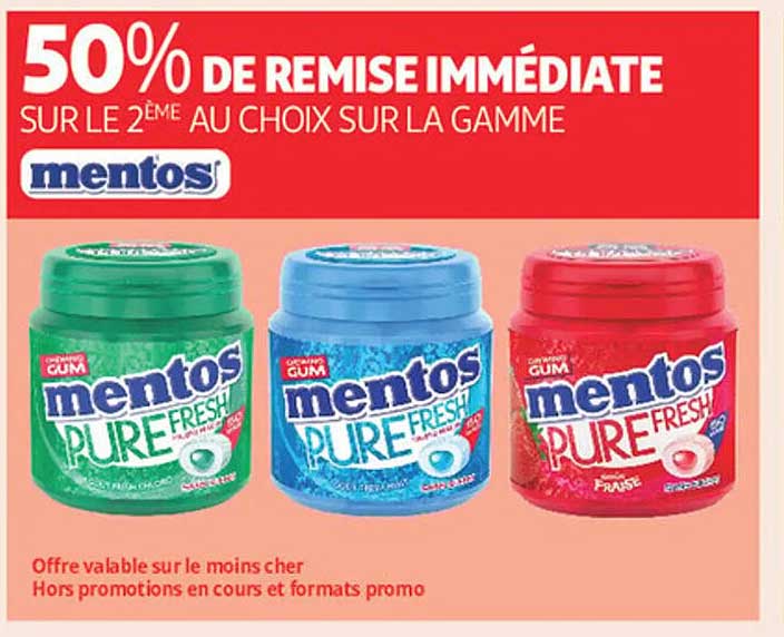 50% DE REMISE IMMÉDIATE SUR LE 2ÈME AU CHOIX SUR LA GAMME MENTOS
