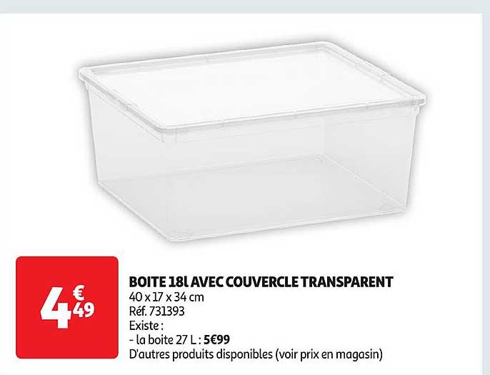 BOITE 18L AVEC COUVERCLE TRANSPARENT
