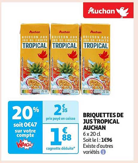 BRIQUETTES DE JUS TROPICAL AUCHAN