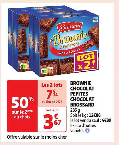 BROWNIE CHOCOLAT PEPITES CHOCOLAT BROSSARD