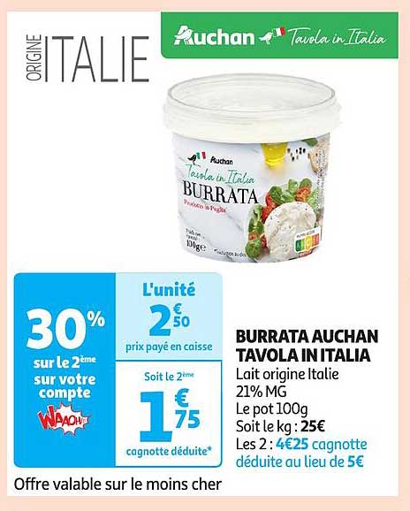 Burrata Auchan Tavola in Italia
