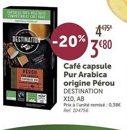 Café capsule Pur Arabica origine Pérou