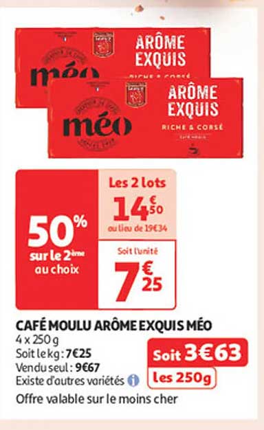 Café moulu arôme exquis Méo