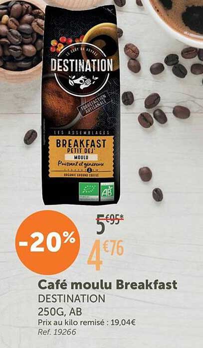 Café moulu Breakfast DESTINATION 250G, AB
