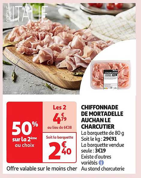 CHIFFONNADE DE MORTADELLE AUCHAN LE CHARCUTIER