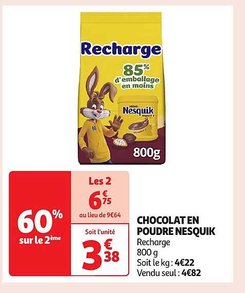 CHOCOLAT EN POUDRE NESQUIK Recharge 800 g