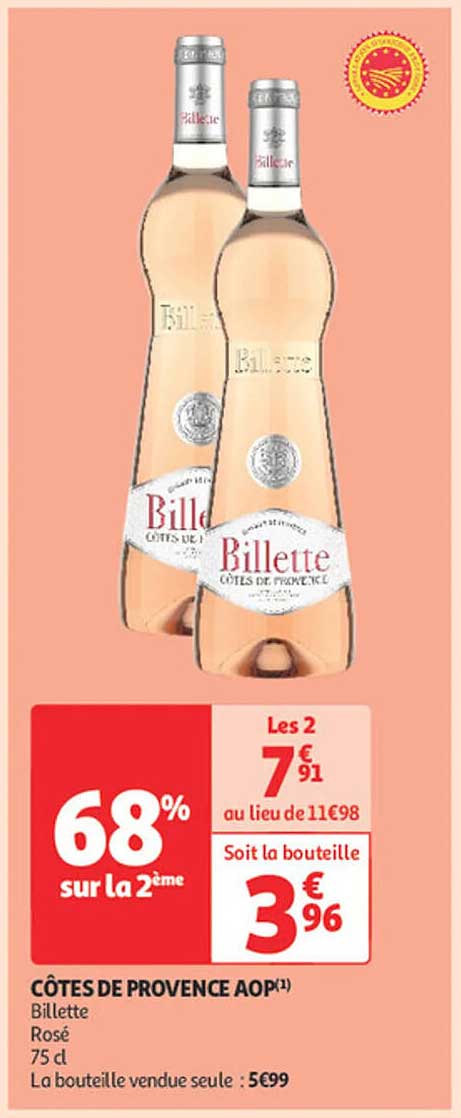 CÔTES DE PROVENCE AOP - Billette Rosé