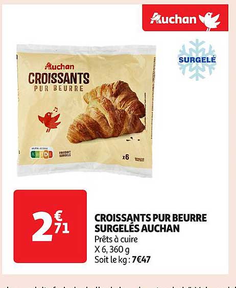 CROISSANTS PUR BEURRE SURGELÉS AUCHAN