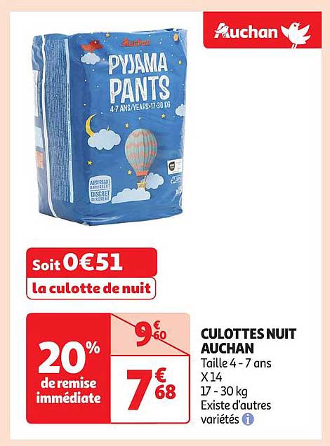 CULOTTES NUIT AUCHAN