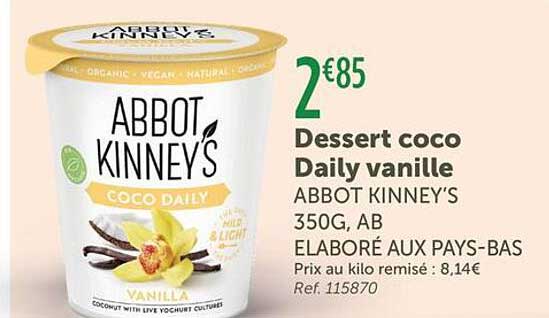 Dessert coco Daily vanille