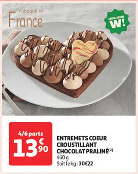 ENTREMENTS COEUR CROUSTILLANT CHOCOLAT PRALINÉ