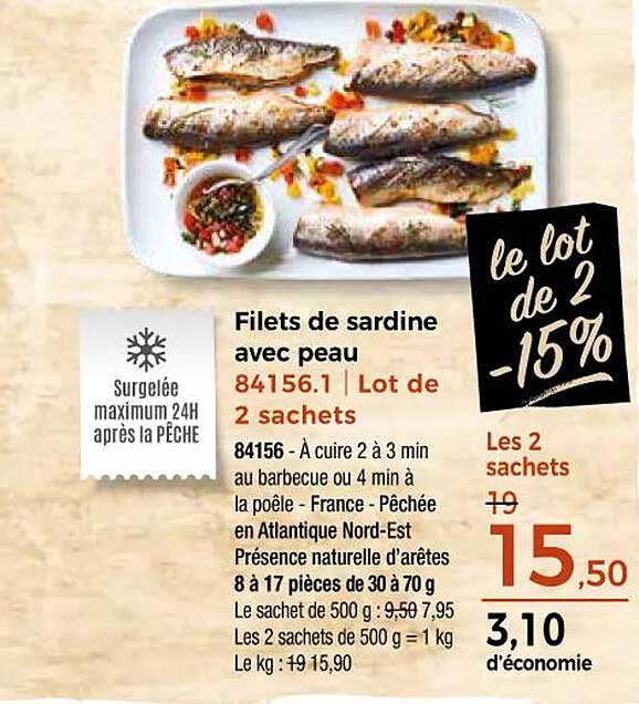 Filets de sardine avec peau