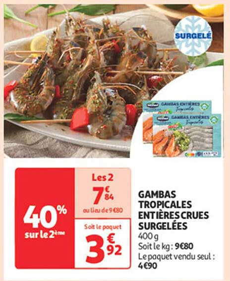GAMBAS TROPICALES ENTIÈRES CRUES SURGELÉES