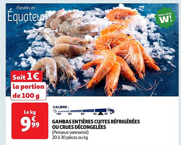 GAMBETTES ENTIERES CUITES RÉFRIGÉRÉES OU CRUES DÉCONGELÉES