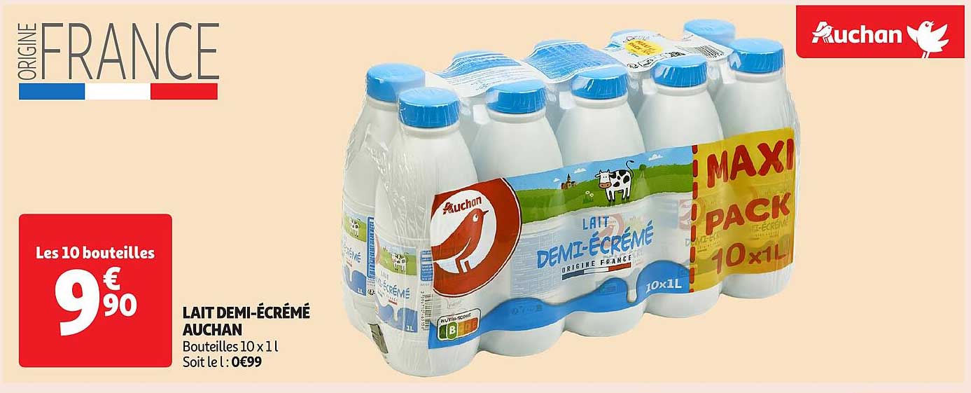 LAIT DEMI-ÉCRÉMÉ AUCHAN