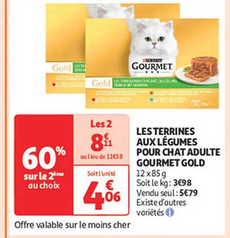 LES TERRINES AUX LÉGUMES POUR CHAT ADULTE GOURMET GOLD