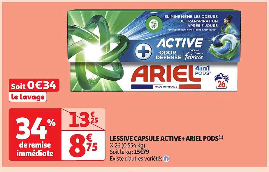 LESSIVE CAPSULE ACTIVE+ ARIEL PODS