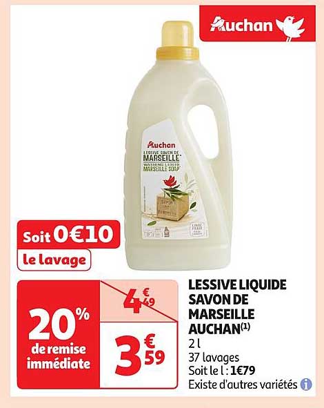 LESSIVE LIQUIDE SAVON DE MARSEILLE AUCHAN