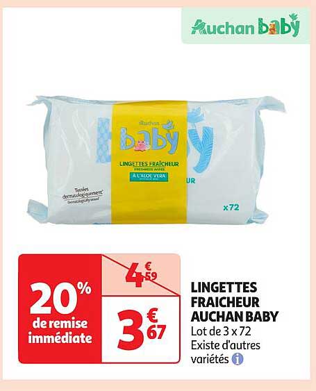 LINGETTES FRAICHEUR AUCHAN BABY