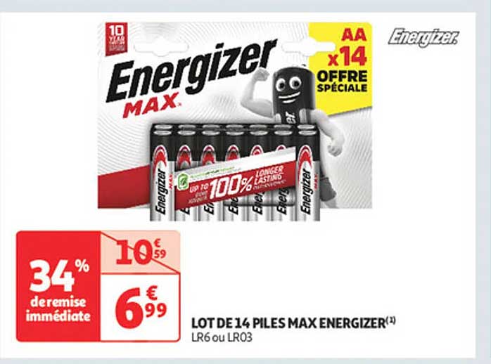 LOT DE 14 PILES MAX ENERGIZER