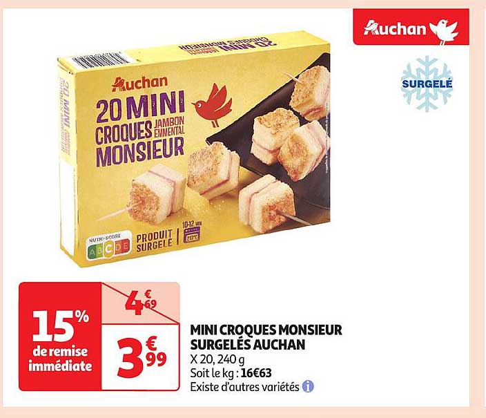 MINI CROQUES MONSIEUR SURGELÉS AUCHAN