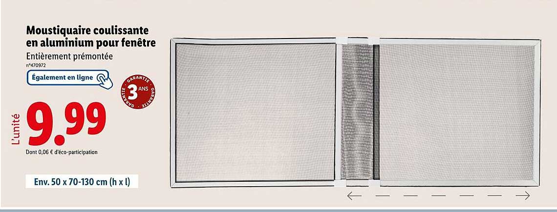 Moustiquaire coulissante en aluminium pour fenêtre