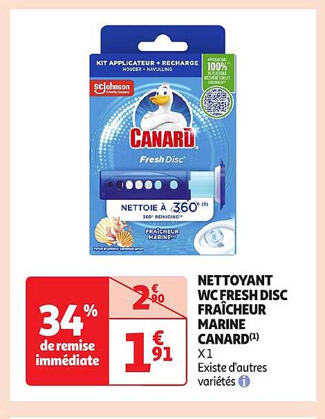 NETTOYANT WC FRESH DISC FRAÎCHEUR MARINE CANARD