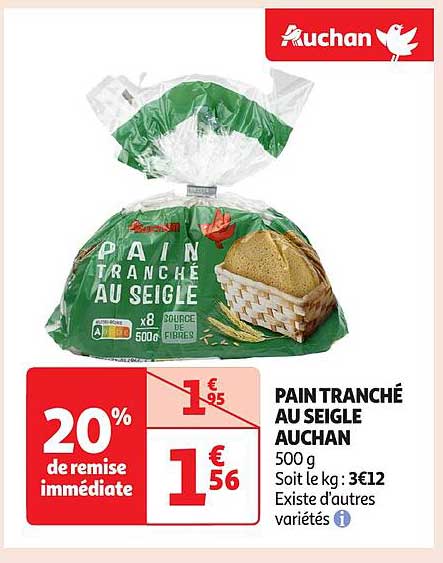 PAIN TRANCHÉ AU SEIGLE AUCHAN