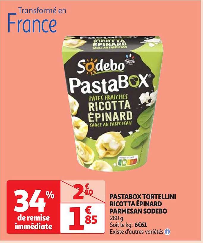 PASTABOX TORTELLINI RICOTTA ÉPINARD PARMESAN SODEBO