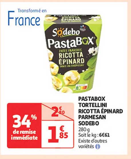 PASTABOX TORTELLINI RICOTTA ÉPINARD PARMESAN SODEBO