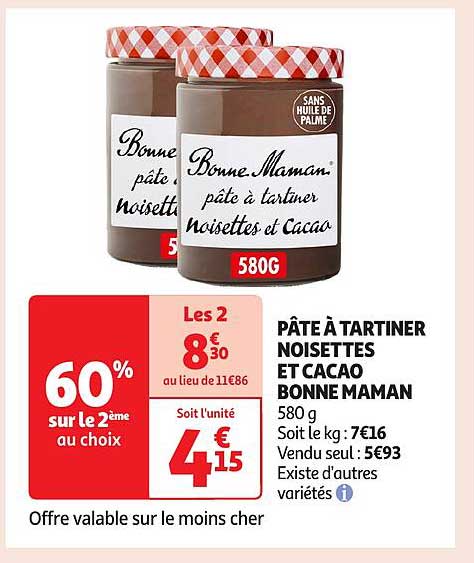 PÂTE À TARTINER NOISETTES ET CACAO BONNE MAMAM