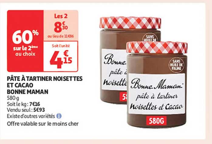 PÂTE À TARTINER NOISETTES ET CACAO BONNE MAMAN