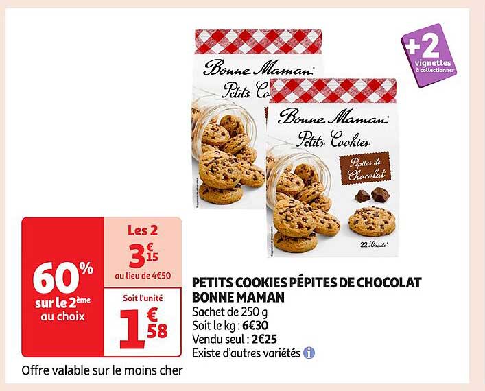 PETITS COOKIES PÉPITES DE CHOCOLAT BONNE MAMAN