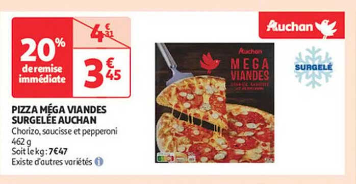 PIZZA MÉGA VIANDES SURGELÉE AUCHAN
