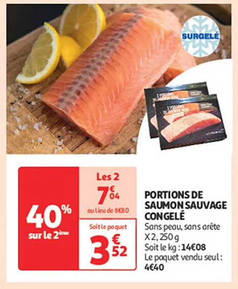 PORTIONS DE SAUMON SAUVAGE CONGELÉ